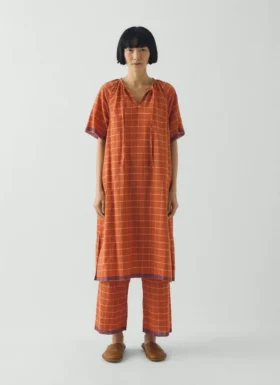Bistrot Check Cotton Kaftan