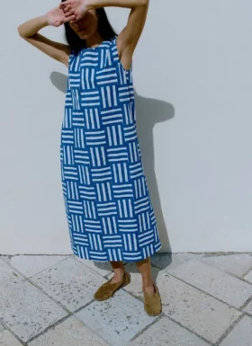 Block Print Patchwork Stripe Dress