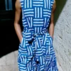 Block Print Patchwork Stripe Dress