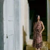 Block Print Patchwork Stripe Wrap Skirt