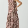 Block Print Patchwork Stripe Wrap Skirt