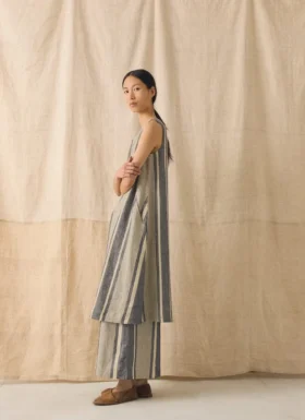 Bolster Stripe Linen Shift Dress