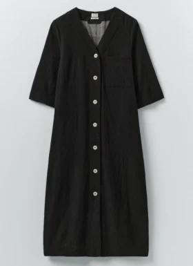 Button Front Crinkle Cotton Dress