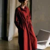 Button Through Cotton Linen Poplin Dress