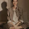 Check Linen Cotton Shirt Dress