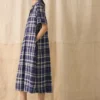 Check Linen Cotton Swing Dress