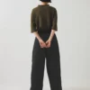 Corinne Wool Cotton Herringbone Wide Leg Pants
