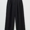 Corinne Wool Cotton Herringbone Wide Leg Pants