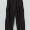 Cotton Wool Herringbone Pleat Front Pants