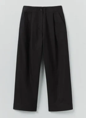 Cotton Wool Herringbone Pleat Front Pants