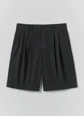 Double Pleat Cotton Poplin Shorts