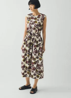 Fig Print Cotton Poplin Dress