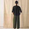 Garment Dyed Linen Barrel Leg Pants
