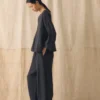 Garment Dyed Linen Wide Leg Pants