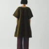 Gathered Cotton Twill Dress