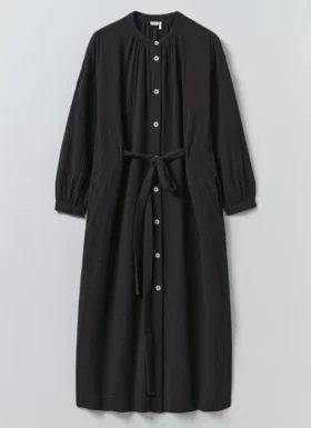 Gathered Crinkle Cotton Gauze Dress