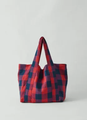 Gingham Check Linen Bag