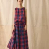 Gingham Check Linen Skirt
