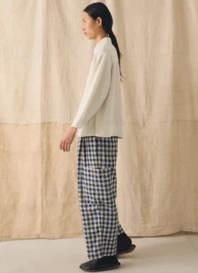 Gingham Linen Cotton Patch Pocket Pants