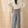Gingham Linen Cotton Patch Pocket Pants