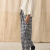 Gingham Linen Cotton Patch Pocket Pants