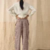 Gingham Linen Cotton Patch Pocket Pants