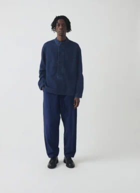Grandad Collar Half Placket Denim Shirt