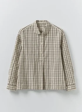 Half Placket Check Cotton Shirt