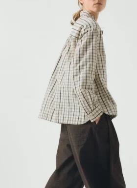 Half Placket Check Cotton Shirt