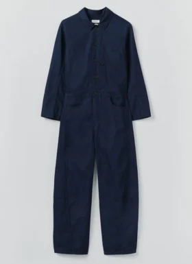 Half Placket Cotton Twill Jumpsuit