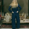 Half Placket Cotton Twill Jumpsuit