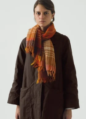 Large Check Boiled Wool Scarf