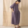 Lightweight Linen Gathered Waist Dress