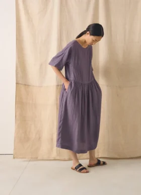 Lightweight Linen Gathered Waist Dress