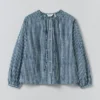 Natural Dye Stripe Cotton Gathered Top