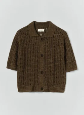 Open Stitch Knitted Linen Cotton Polo