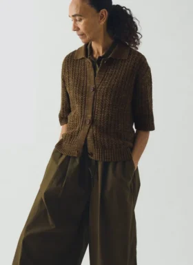 Open Stitch Knitted Linen Cotton Polo