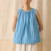 Oyo Stripe Gathered Cotton Tank