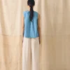 Oyo Stripe Gathered Cotton Tank