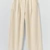 Pleat Front Cotton Pants