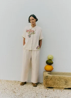 Pleat Front Cotton Pants