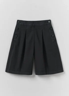 Pleat Front Cotton Twill Shorts