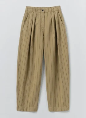pleat front stripe cotton linen pants 1 280x385 - Pleat Front Stripe Cotton Linen Pants