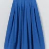 Pleated Cotton Linen Poplin Skirt