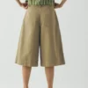 Pleated Cotton Twill Shorts