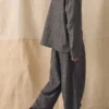 Pleated Linen Cotton Twill Pants