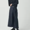 Pleated Wrap Denim Culottes