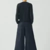 Pleated Wrap Denim Culottes