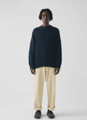 Racked Rib Wool Cotton Sweater