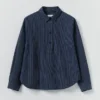 Railroad Stripe Cotton Smock Popover Shirt